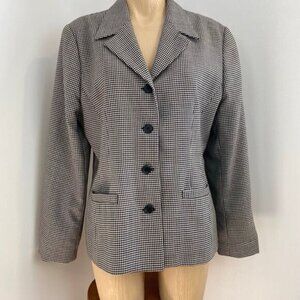 Vintage Jacob Women's 13 / 14 Large Black White Houndstooth Blazer Suit Jacket